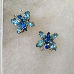 VINTAGE BLUE BUTTERFLY EARRINGS FREE SHIPPING